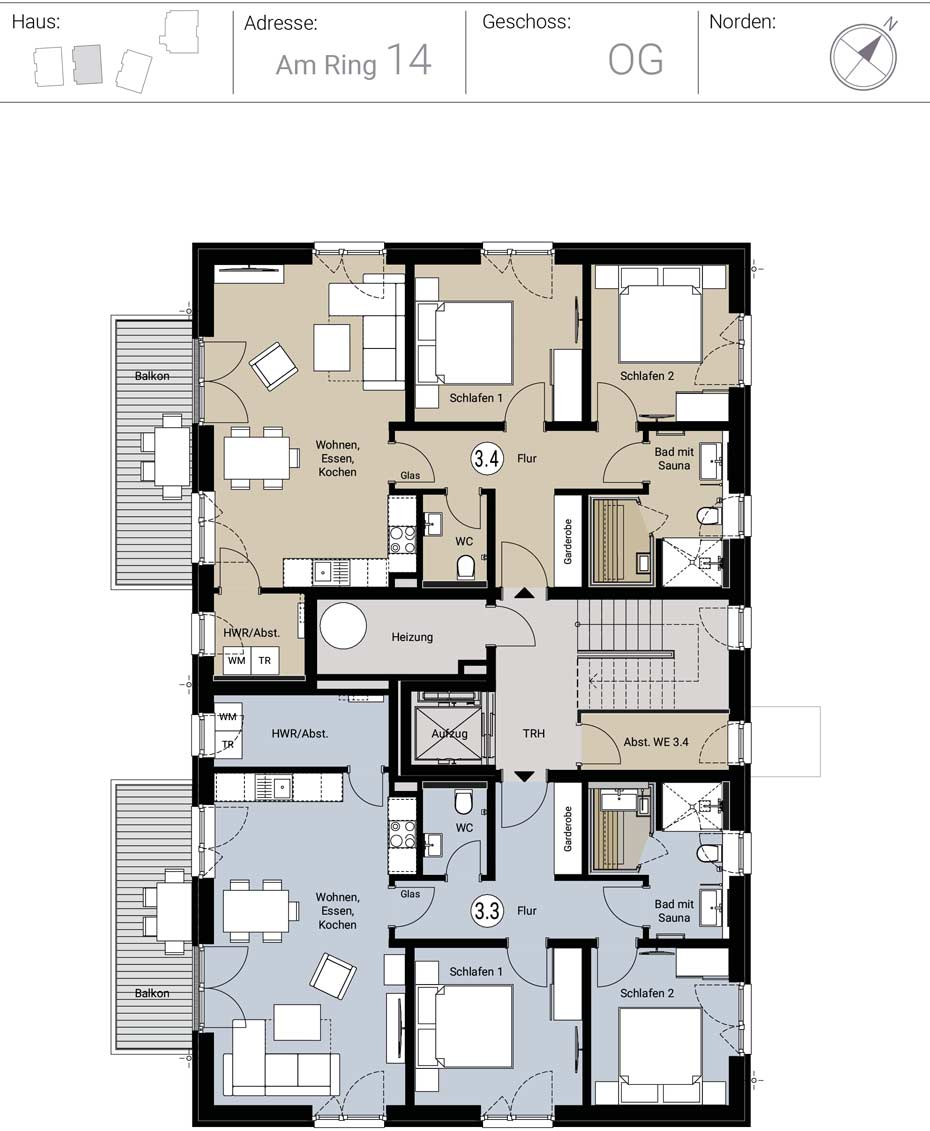 Ferienwohnung kaufen Ostsee Kellenhusen Haus 3 Obergeschoss Grundriss 